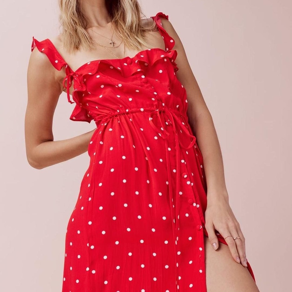 For Love & Lemons Natalia Dot Midi Dress